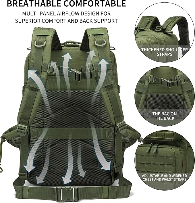 Military Tactical Backpack 45L/25L 3 Day Assault Pack Molle Daypack Hiking - Image 3