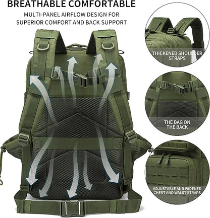 Military Tactical Backpack 45L/25L 3 Day Assault Pack Molle Daypack Hiking - Image 3