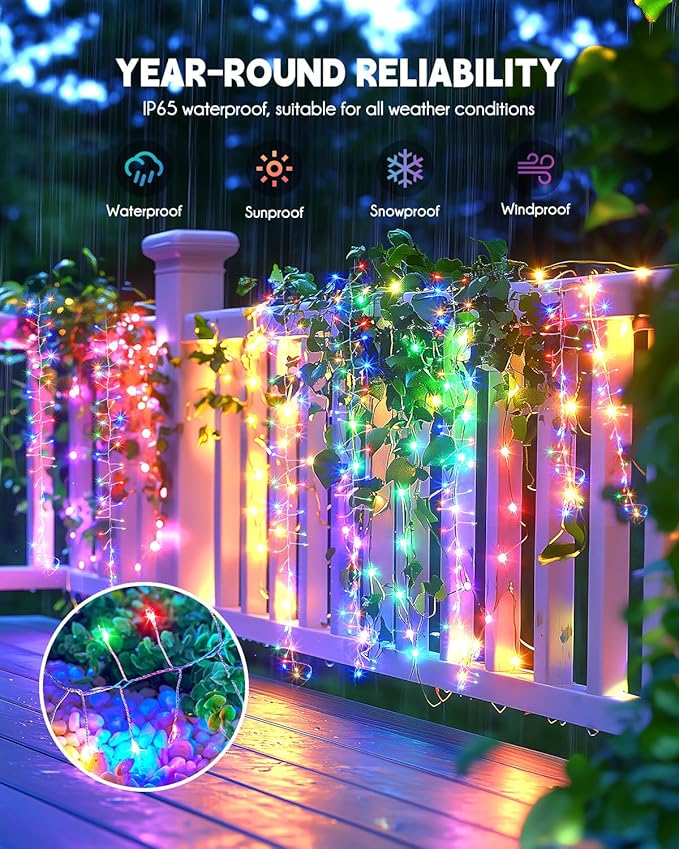 Brightown Solar Lights for Outside, 10Ft 120 LED Solar String Lights Outdoor - Image 6