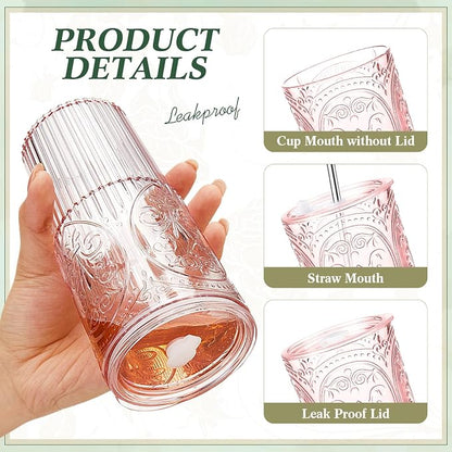 8 Set 20oz Vintage Plastic Tumbler - Image 3