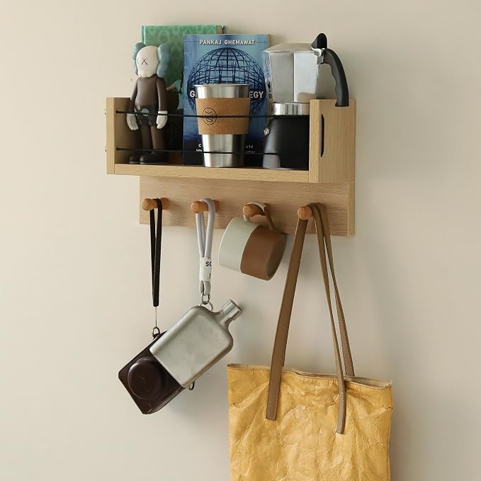 Entrance Coat Rack ，Coat Hooks, Wall-Mounted Wooden Hook Rack, Wall-Mounted - Image 5