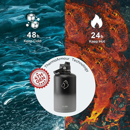 Insulated Water Bottle with Straw Lid, Modern Double Vacuum Stainless Steel - Image 2