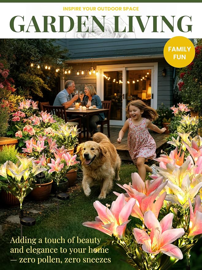 GIGALUMI Solar Garden Lights, 2 Pack LED Lily Garden Decor Carefree Solar - Image 9