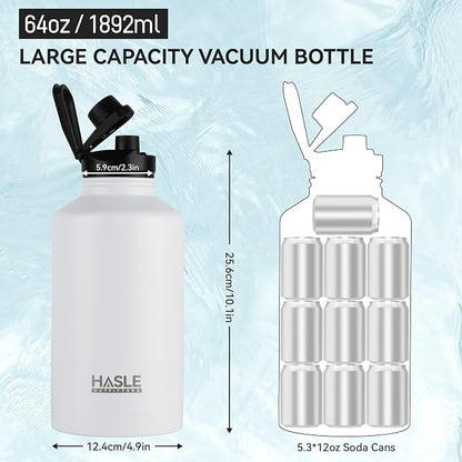 HASLE OUTFITTERS Half Gallon Insulated Water Bottles 64 oz, Stainless Steel - Image 3