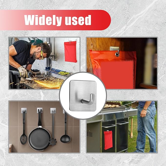 Emergency Fire Blanket Wall Hooks，Waterproof Stainless Steel Adhesive Hooks - Image 6