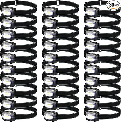 Macarrie 30 Pack LED Headlamps IPX4 Waterproof 3 Modes Headlamp Flashlight by Macarrie