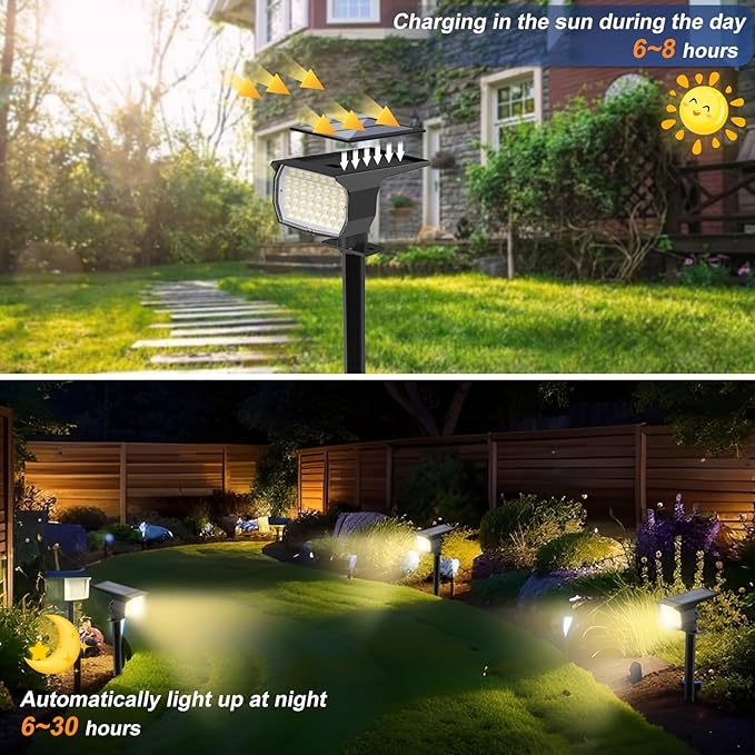 WENATY Solar Spot Lights Outdoor Waterproof IP65, 2 Pack Landscape Spotlights - Image 2