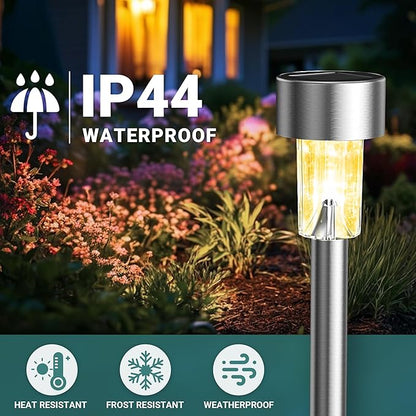 GIGALUMI Solar Lights Outdoor Waterproof, 12 Pack, Stainless Steel LED Solar - Image 4