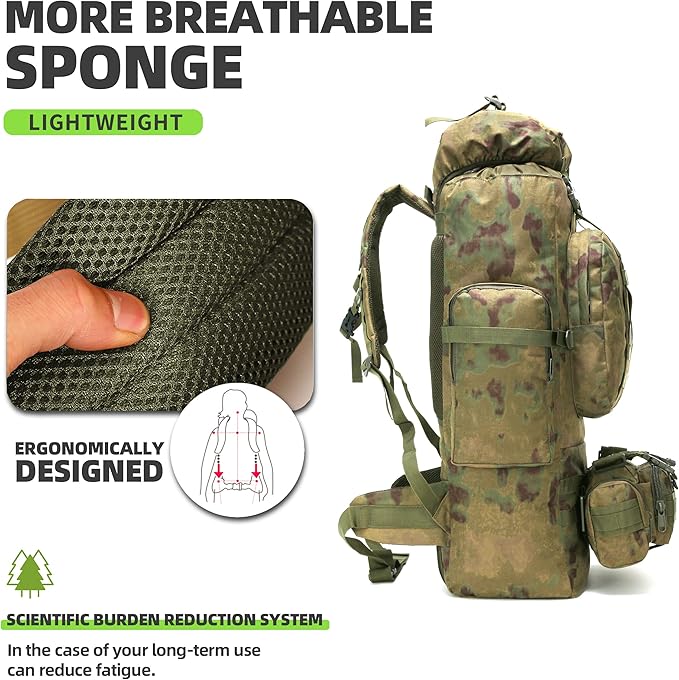 100L Camping Hiking Backpack, Molle military Tactical rucksack backpack - Image 6