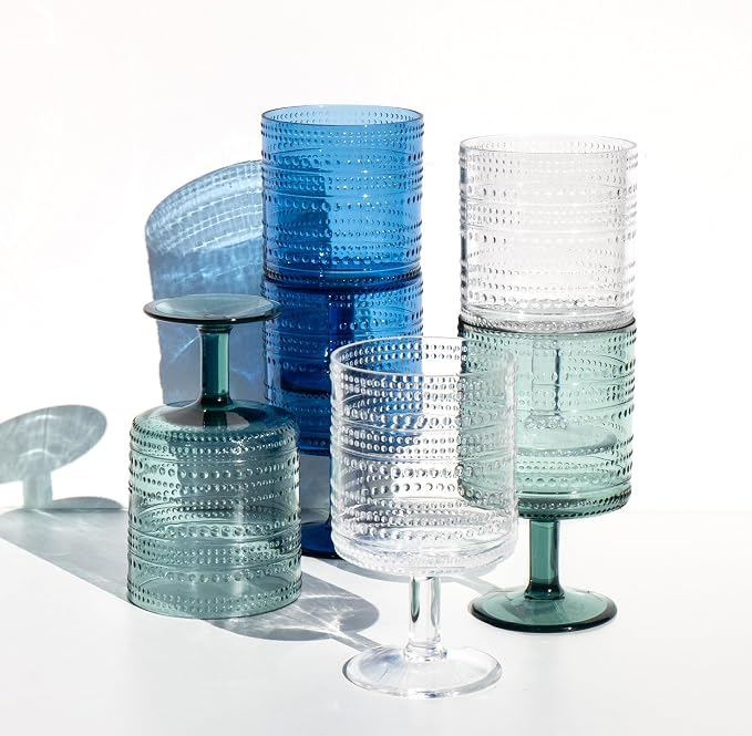 Beaded 14 oz Durable Acrylic Wine Glasses, Shatter-Resistant and - Image 5