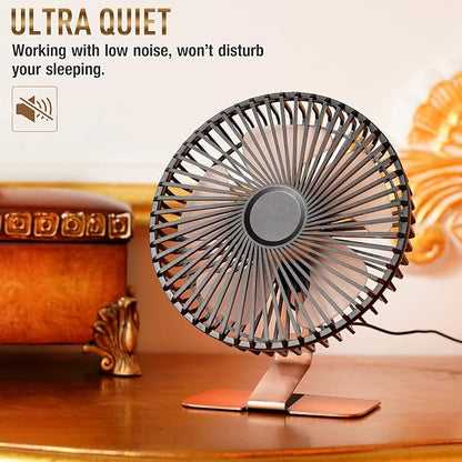 SLENPET 6 inch USB Small Desk Fan, 4 Speeds, Ultra-quiet, 90° Adjustment - Image 4