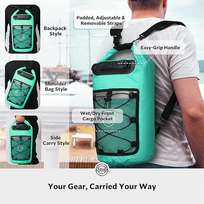 STOVER 5/10/25/30/40/55L Waterproof Dry Bag- Roll-Top Backpack w/Phone Case- - Image 3