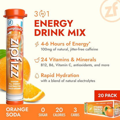 Zipfizz Daily Energy Drink Powder, 20 Pack | 3-in-1 Sustained Energy, Rapid - Image 2