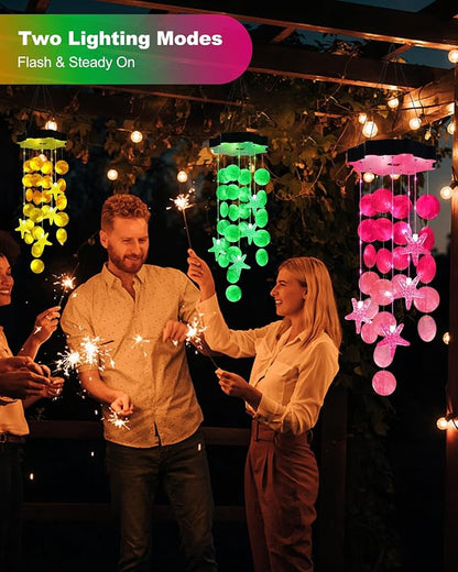 Toodour Solar Wind Chimes for Outside, Shells Light Gifts for Mom Grandma Women - Image 3