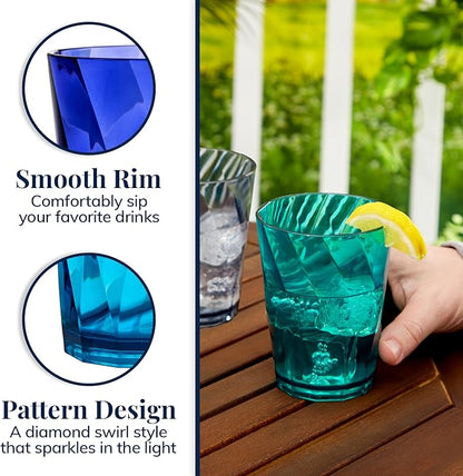 US Acrylic Optix Plastic Reusable Drinking Glasses 14oz Rocks Cups in Coastal - Image 4
