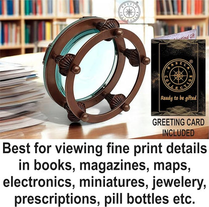Antique Brass Magnifying Glass Lens - Image 3