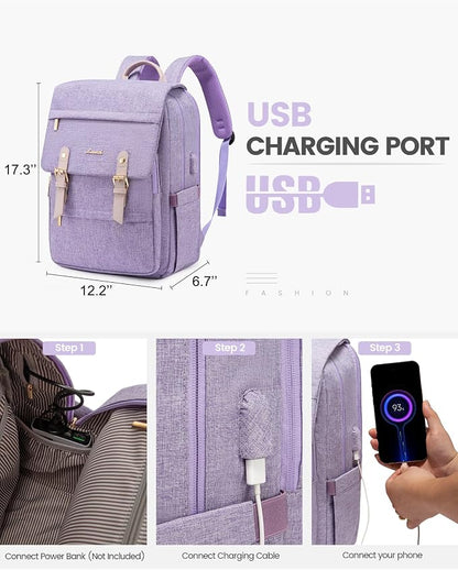 LOVEVOOK Laptop Backpack Purse for Women Fashion Vintage Computer Backpack 15.6 - Image 5