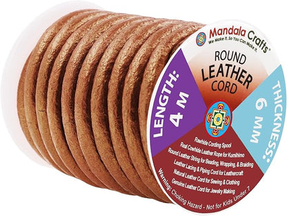 Mandala Crafts Round Genuine Bronze Leather Cord by MandalaCrafts