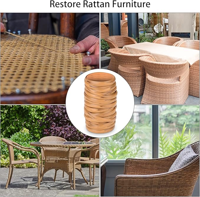 Feyart 40m/131ft 7mm Light Wood Wicker Repair Kit, PE Rattan Repair Kit - Image 4