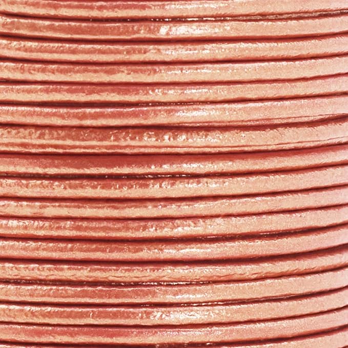 Mandala Crafts Round Genuine Rose Gold Leather Cord - Image 3
