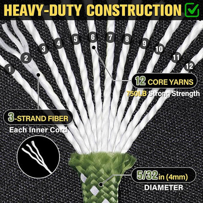 Reflective Paracord Rope 750 lb - 1000ft 5/32" Parachute Cord 4MM 12-Strand - Image 3