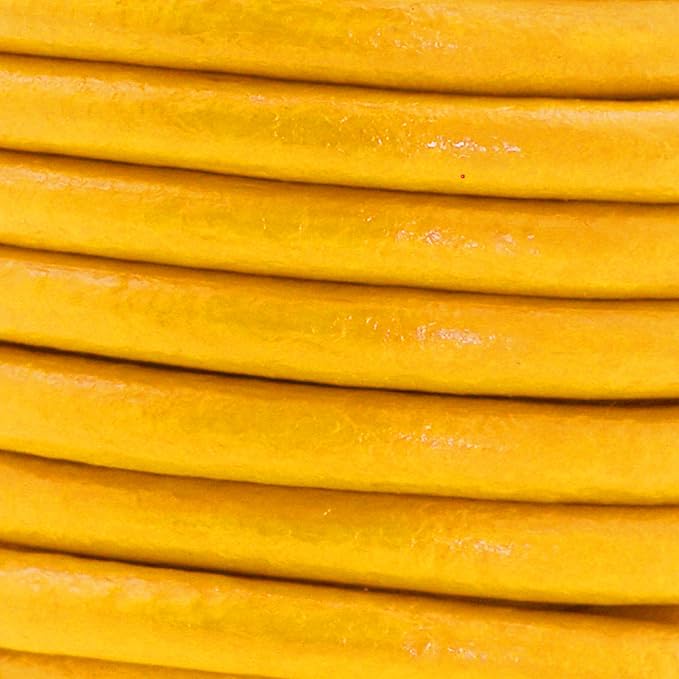 Mandala Crafts Round Genuine Mustard Yellow Leather Cord - Image 3