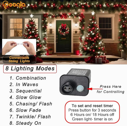 Christmas String Lights, 66 ft 200 LED Christmas Lights Plug in, Indoor Outdoor - Image 2