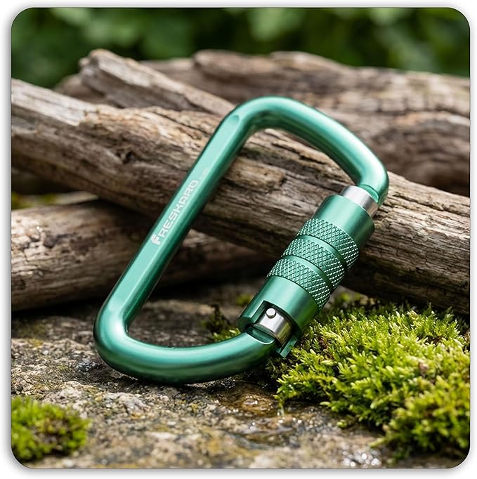 FresKaro 3inch 12kN-2698lbs Auto Locking Carabiner Clips, Solid D Shape - Image 6