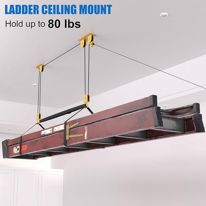 TRUSOON Ladder Storage Pulley Hoist, Self Locking Function Ladder Hanger - Image 2