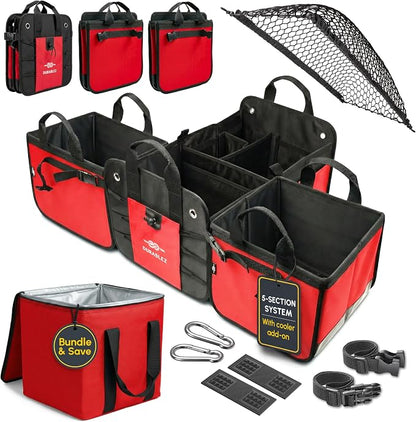 5-Section Trunk Organizer with Cooler – Extra Large Modular Car Storage System by DURABLEZ