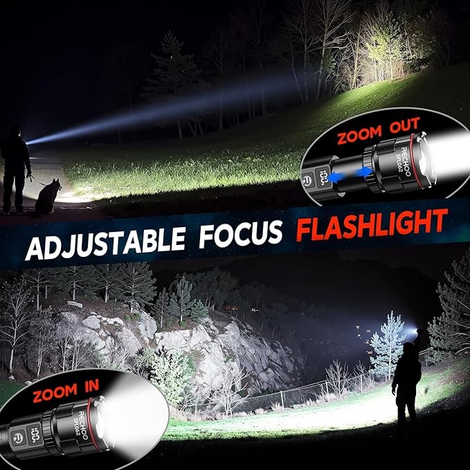 RECHOO Rechargeable Flashlights 2 Pack, Super Bright High Lumens LED Flashlight - Image 3
