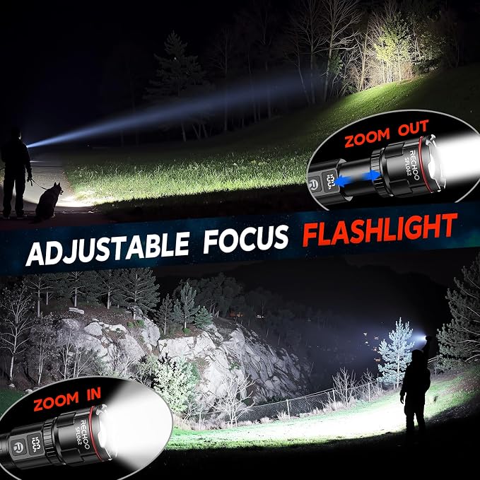 RECHOO Rechargeable Flashlights 1 Pack, Super Bright High Lumens LED Flashlight - Image 4