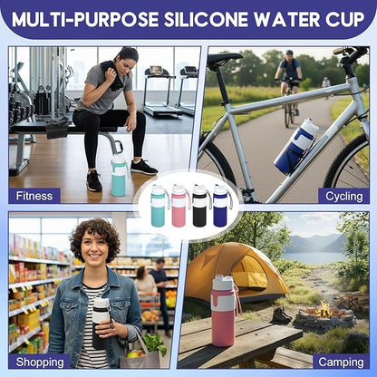 LemonRoad 4 Pcs 26 oz Silicone Collapsible Water Bottle, Portable Foldable - Image 6