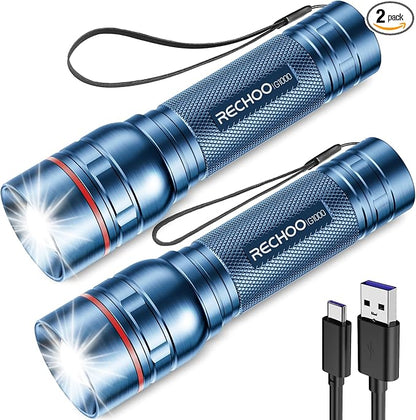 RECHOO Rechargeable Flashlights High Lumens, Super Bright Flash Light 2 Pack by RECHOO