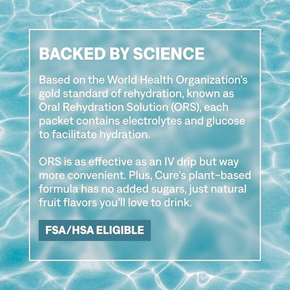 Cure Hydration | Plant-Based Electrolyte Drink Mix | No Added Sugar | FSA-HSA | - Image 8