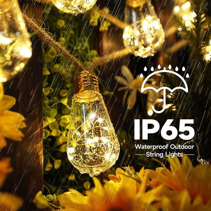 Solar Outdoor String Lights, 20Ft Vintage Rope Hemp Solar Patio Lights - Image 5