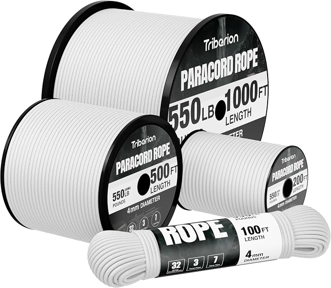 Paracord Rope 550 lb - 50ft 5/32" Parachute Cord 4MM 7-Strand para Cord - Heavy by Triberion