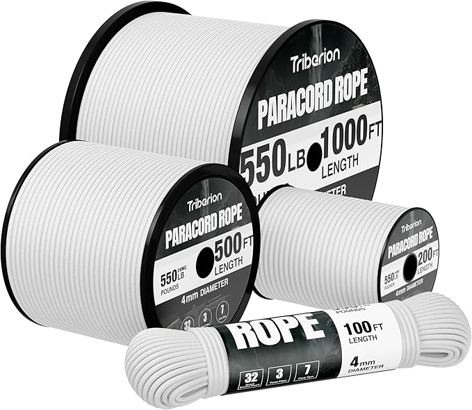 Paracord Rope 550 lb - 1000ft 5/32" Parachute Cord 4MM 7-Strand para Cord - by Triberion