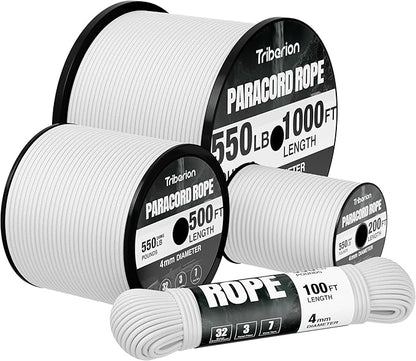 Paracord Rope 550 lb - 500ft 5/32" Parachute Cord 4MM 7-Strand para Cord - by Triberion
