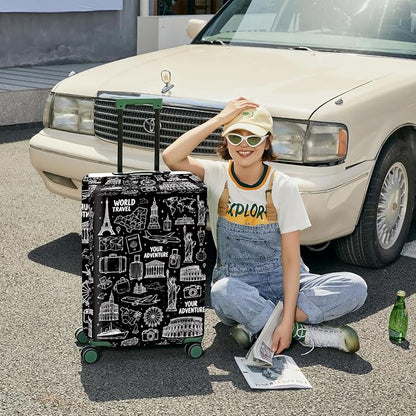 ANNA QUEEN Travel Seamless Pattern Luggage Cover -Stretchable Airplane Suitcase - Image 4