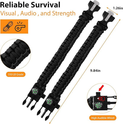 Bracelets, Survival Bracelets for Men Paracord Tactical 5-in-1 Camping Gear Kits - Image 2