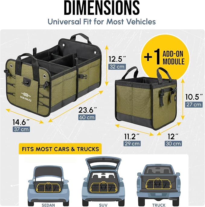 Heavy Duty 3-Section Trunk Organizer – Extra Large Collapsible & Foldable Cargo - Image 2
