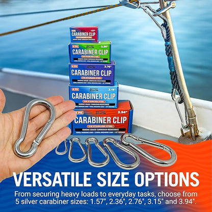 Stainless Steel Carabiner Clip, 4 Pack, 316 Marine Grade, Heavy Duty Spring - Image 5