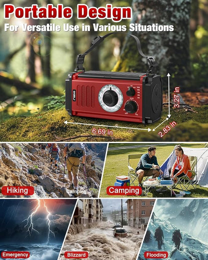 10000wAh/37000mWh Emergency Hand Crank Radio, Solar AM FM NOAA Weather Radio - Image 7