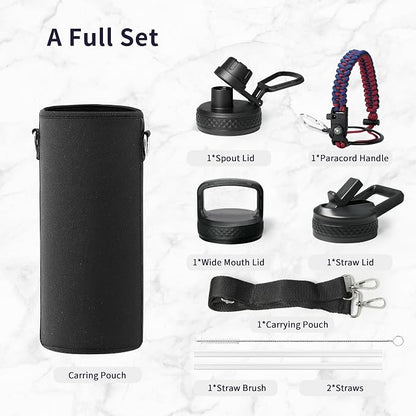 Trebo 40oz Water Bottle with 3 Lid and handle, Vacuum Insulated Stainless Steel - Image 7