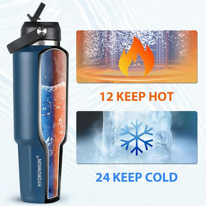 HYDROWION 40 oz Insulated Water Bottle, Car Water Bottle Holder - Image 3
