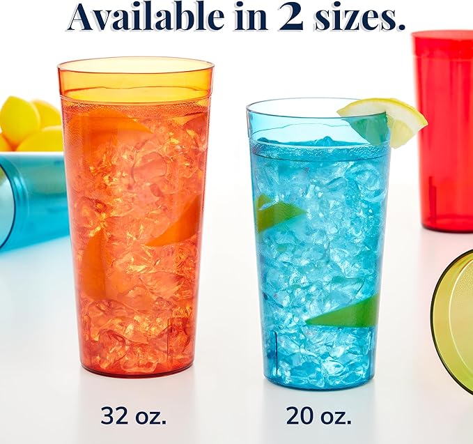 US Acrylic Café Plastic Reusable Tumblers 32-ounce Iced-Tea Cups, Made in the - Image 3