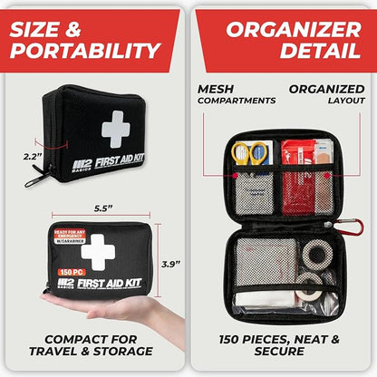 M2 BASICS Compact First Aid Kit, 150 Pieces, Portable Emergency Kit - Image 4