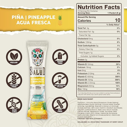 Salud 2-in-1 Hydration Packets + Immunity Electrolytes Powder, Pineapple - Image 3