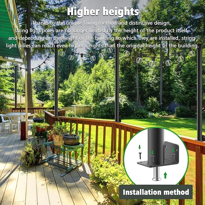 NUERPO 4 Pack String Light Poles, 5Ft Metal Poles - Image 5
